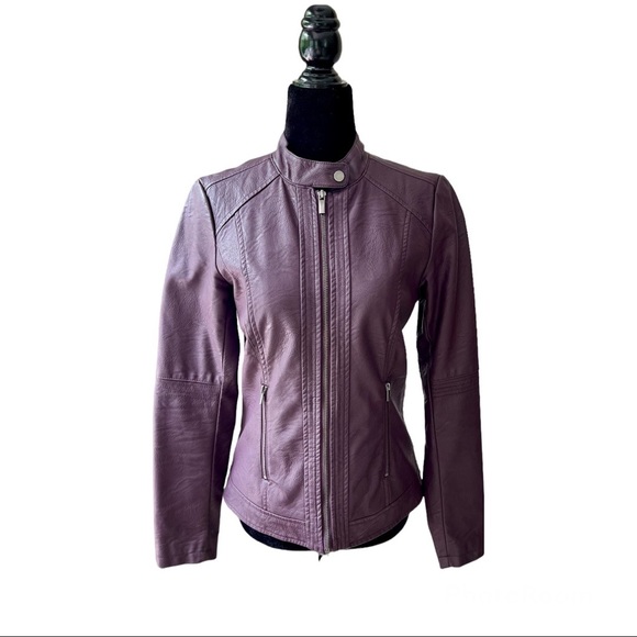 Faux Leather Moto Jacket - Plum colour *Mint Condition* - Picture 2 of 5